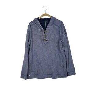Lauren Jeans Co Ralph Lauren Clasp Buckle Hoodie Blue Stripe Womens Size Large